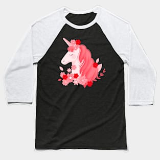 Flower Unicorn Baseball T-Shirt